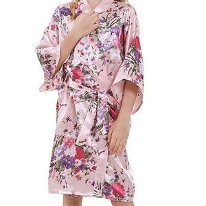 Kids floral satin robe